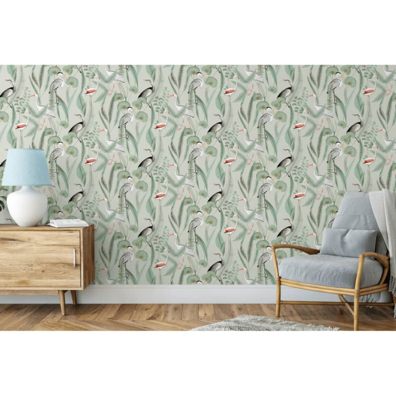 DUTCH WALLCOVERINGS Tapeta Flamingo, miętowa