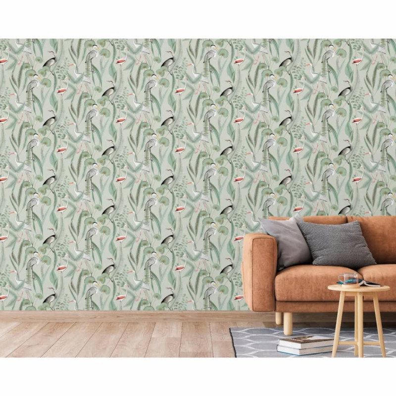 DUTCH WALLCOVERINGS Tapeta Flamingo, miętowa