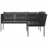Narożna sofa ogrodowa z poduszkami, czarna, stal i textilene