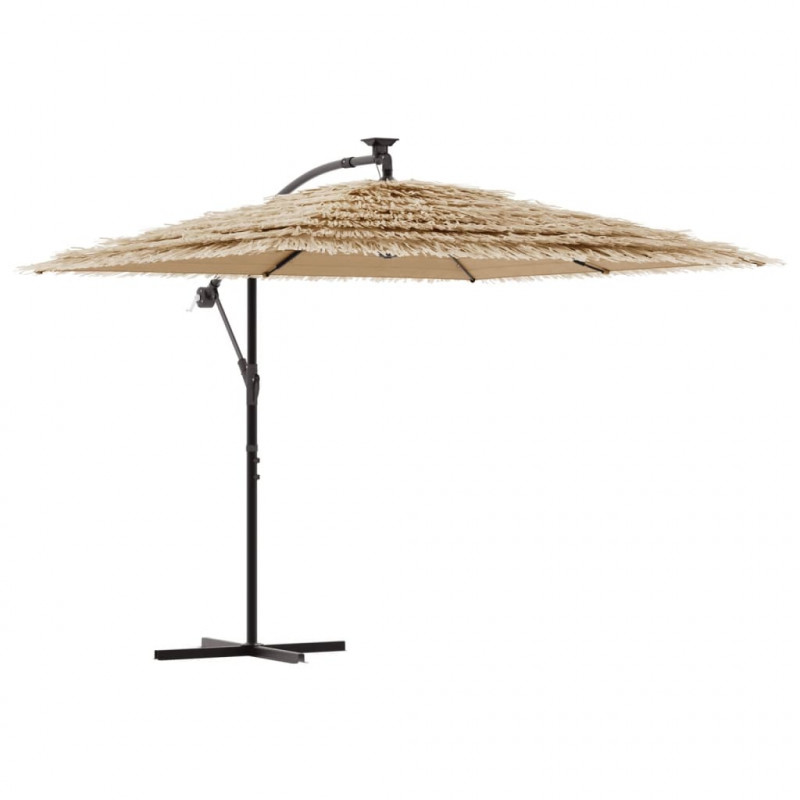 Parasol ogrodowy z LED, stalowy słupek, brązowy, 246x246x230 cm
