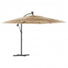 Parasol ogrodowy z LED, stalowy słupek, brązowy, 246x246x230 cm