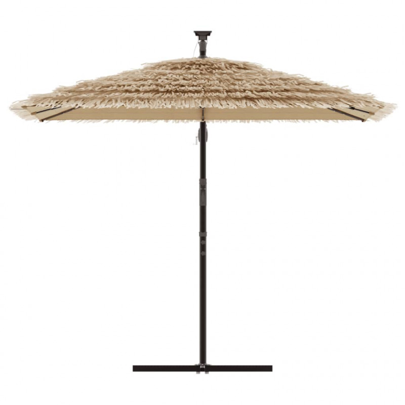 Parasol ogrodowy z LED, stalowy słupek, brązowy, 246x246x230 cm
