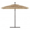 Parasol ogrodowy z LED, stalowy słupek, brązowy, 246x246x230 cm