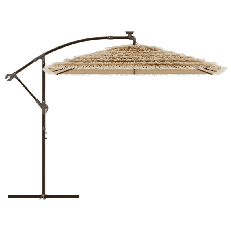 Parasol ogrodowy z LED, stalowy słupek, brązowy, 246x246x230 cm