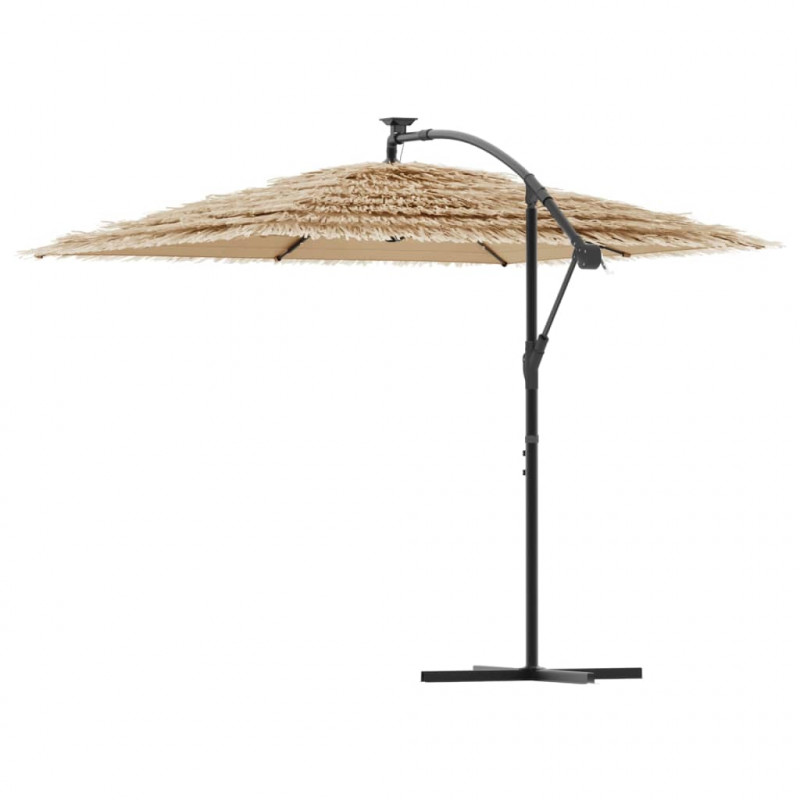 Parasol ogrodowy z LED, stalowy słupek, brązowy, 246x246x230 cm