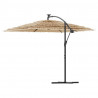 Parasol ogrodowy z LED, stalowy słupek, brązowy, 246x246x230 cm