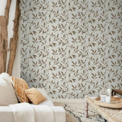 DUTCH WALLCOVERINGS Tapeta Leafs, beżowo-brązowa