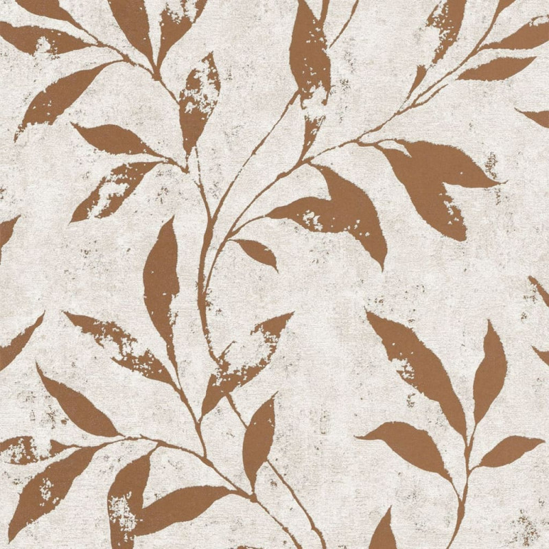 DUTCH WALLCOVERINGS Tapeta Leafs, beżowo-brązowa