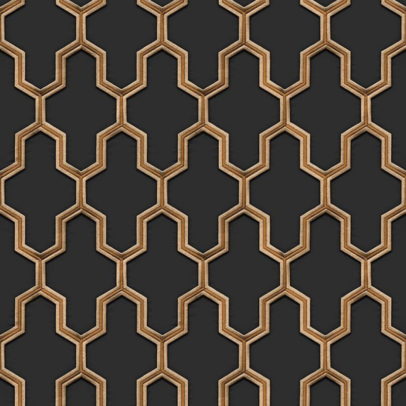 DUTCH WALLCOVERINGS Tapeta Geometric, czarno-złota