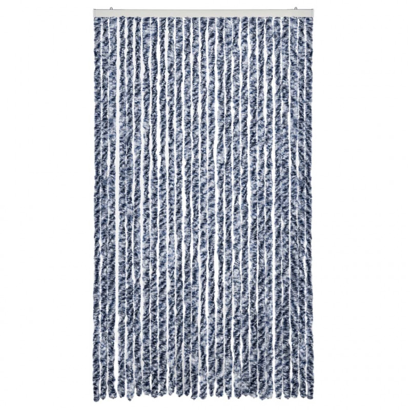 Zasłona przeciwko owadom, niebiesko-biała, 118x220 cm, szenil