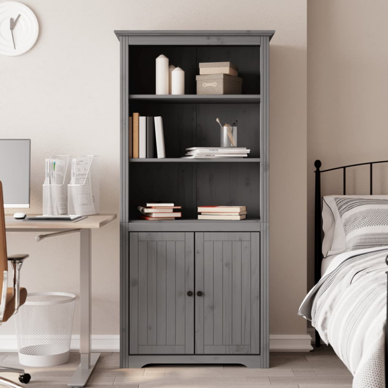 Biblioteczka BODO, szara, 82x40x173 cm, lite drewno sosnowe