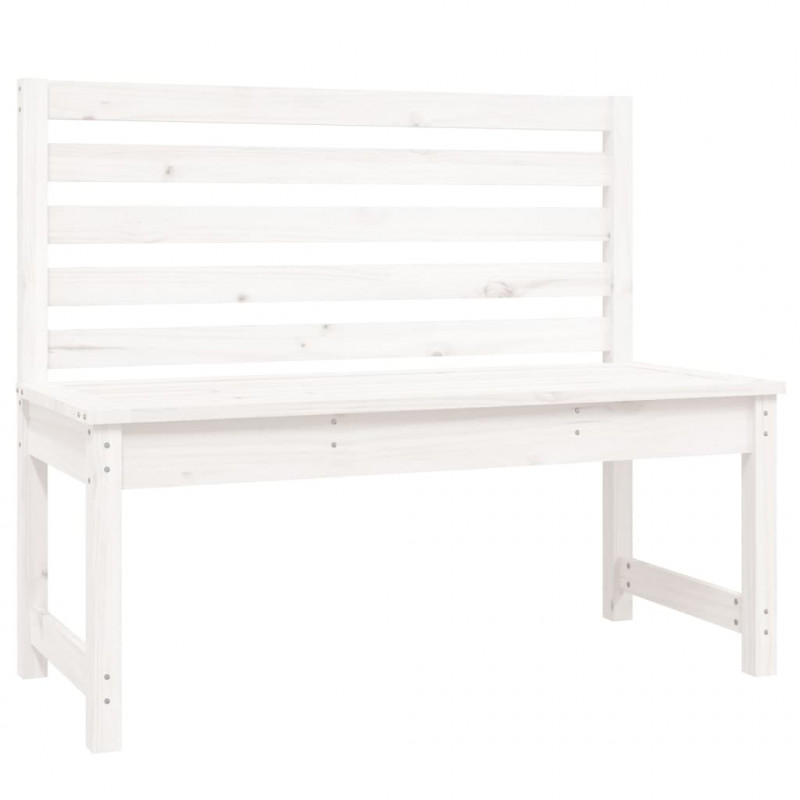 Ławka ogrodowa, biała, 109 cm, lite drewno sosnowe