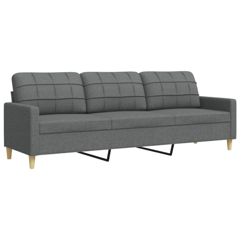 Sofa 3-osobowa, ciemnoszara, 210 cm, tapicerowana tkaniną