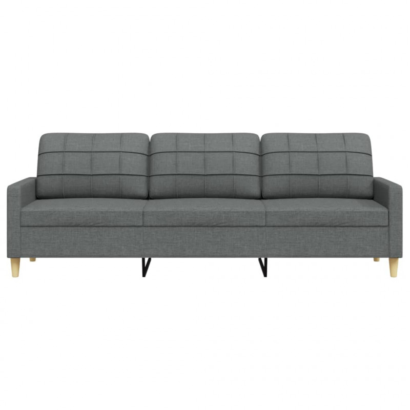 Sofa 3-osobowa, ciemnoszara, 210 cm, tapicerowana tkaniną