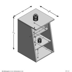 FMD Gamingowy stolik boczny z 2 półkami, 49,4x50x77,7 cm, antracytowy