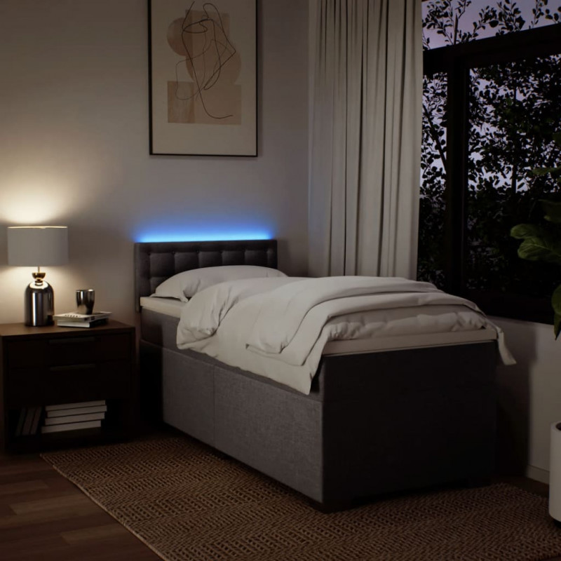 Łóżko kontynentalne z materacem, taupe, tkanina, 90x200 cm