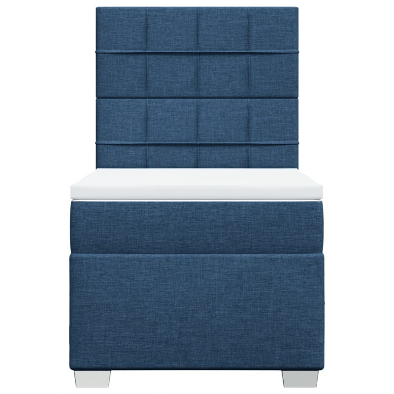 Łóżko kontynentalne z materacem, niebieskie, tkanina 100x200 cm
