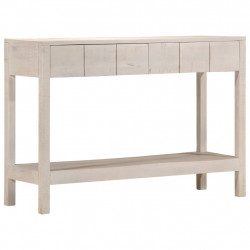 Stolik konsolowy, biały, 110x35x75 cm, lite drewno mango