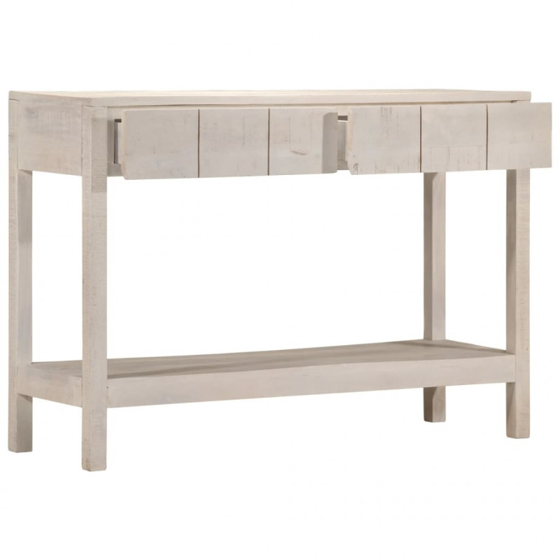 Stolik konsolowy, biały, 110x35x75 cm, lite drewno mango