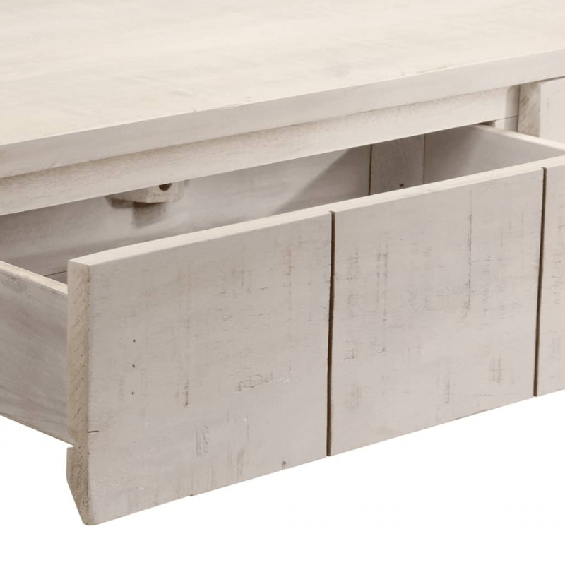 Stolik konsolowy, biały, 110x35x75 cm, lite drewno mango
