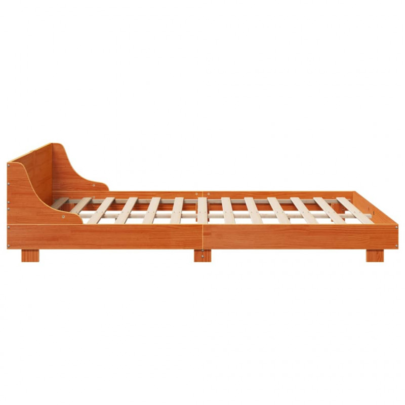 Rama łóżka bez materaca, woskowy brąz, 160x200 cm, lita sosna