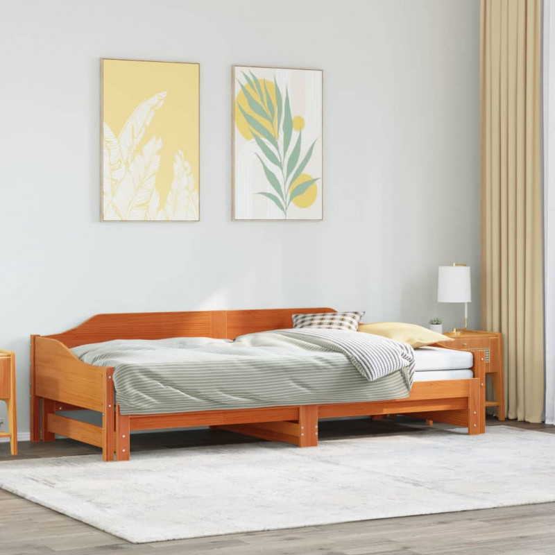 Łóżko dzienne rozsuwane, woskowy brąz, 80x200 cm drewno sosnowe