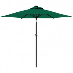Parasol ogrodowy LED, stalowy słupek, zielony, 225x225x212 cm