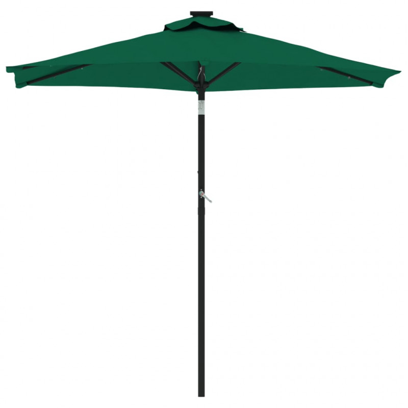 Parasol ogrodowy LED, stalowy słupek, zielony, 225x225x212 cm
