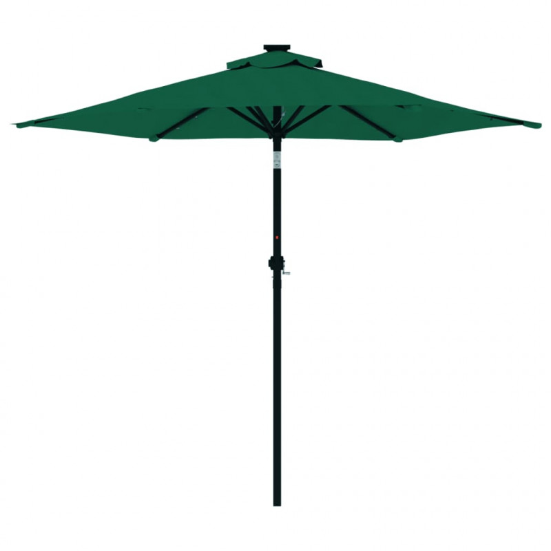 Parasol ogrodowy LED, stalowy słupek, zielony, 225x225x212 cm
