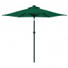 Parasol ogrodowy LED, stalowy słupek, zielony, 225x225x212 cm