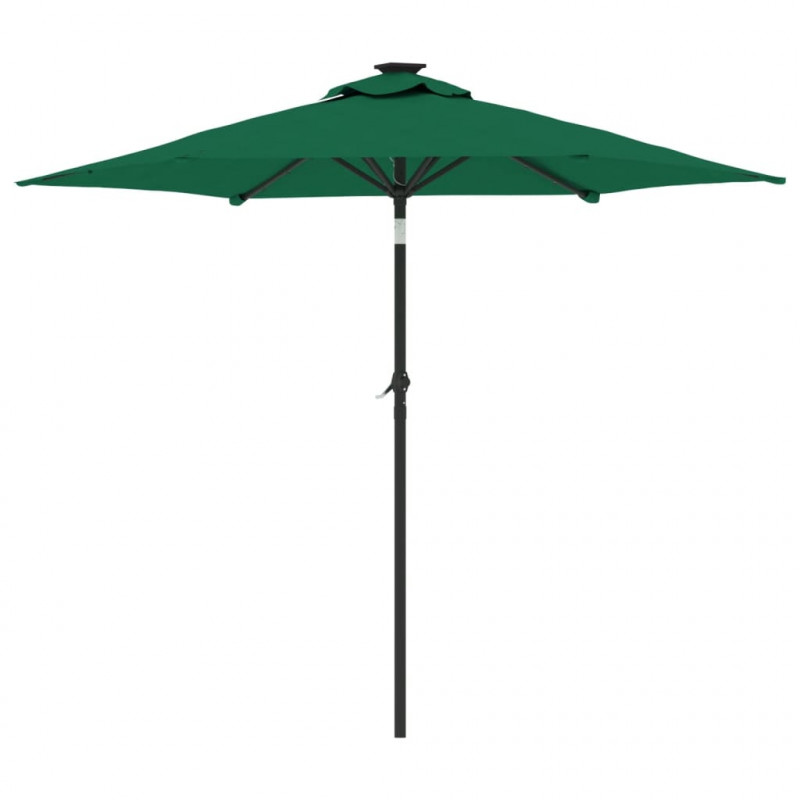 Parasol ogrodowy LED, stalowy słupek, zielony, 225x225x212 cm