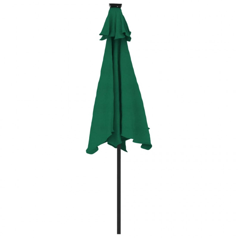 Parasol ogrodowy LED, stalowy słupek, zielony, 225x225x212 cm