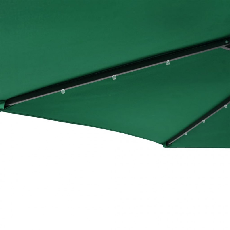 Parasol ogrodowy LED, stalowy słupek, zielony, 225x225x212 cm