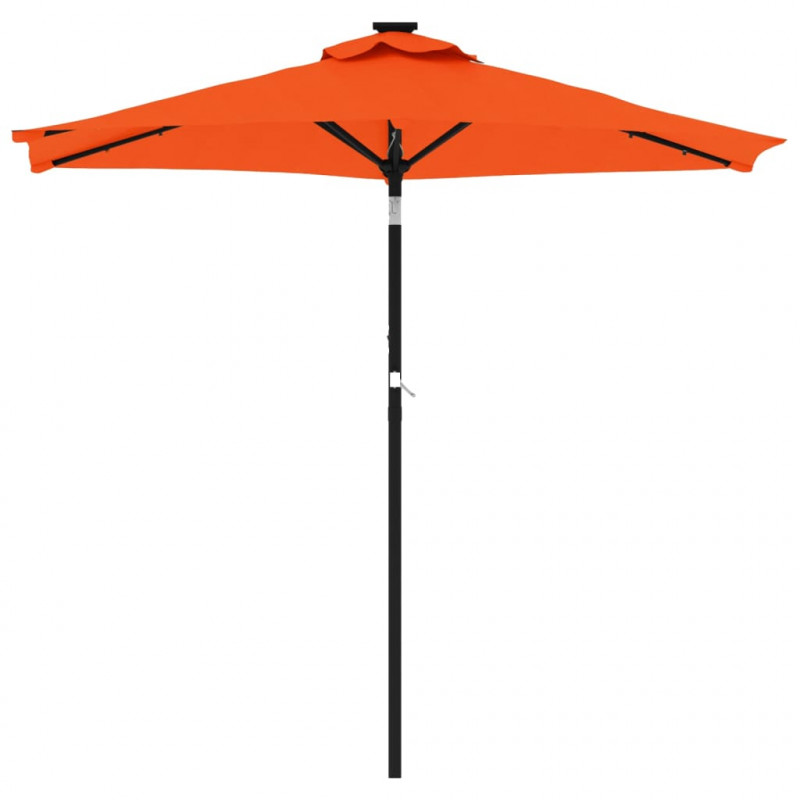 Parasol ogrodowy LED, stalowy słupek, terakota, 225x225x212 cm