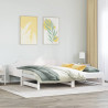 Łóżko dzienne rozsuwane, białe, 90x200 cm, lite drewno sosnowe