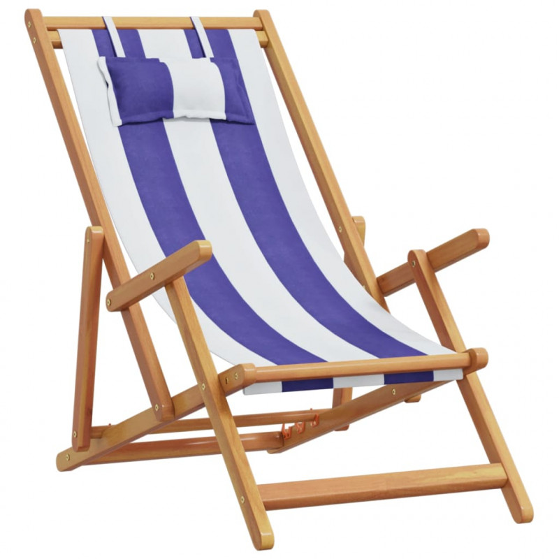 Składane krzesła plażowe, 2 szt., niebiesko-białe