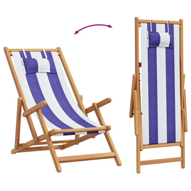 Składane krzesła plażowe, 2 szt., niebiesko-białe