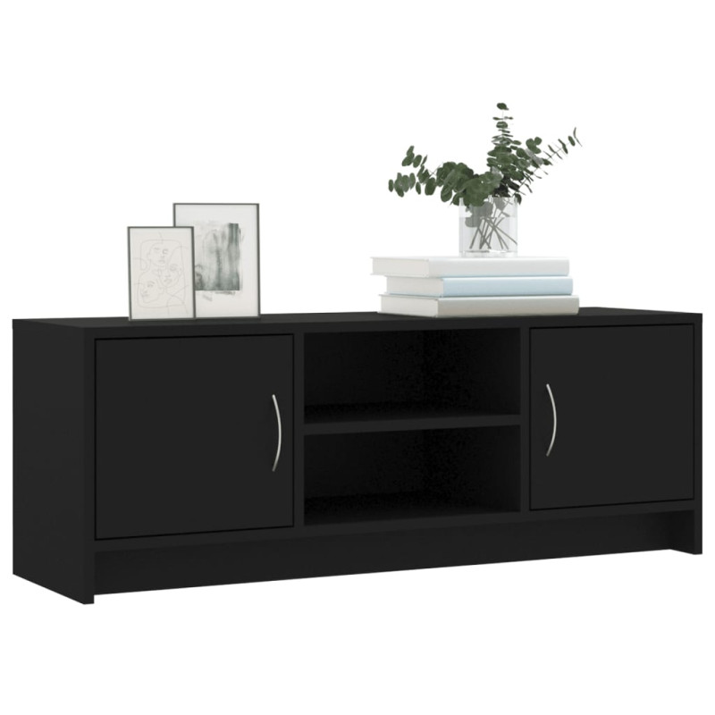 Szafka pod TV, czarna, 102x30x37,5 cm, materiał drewnopochodny