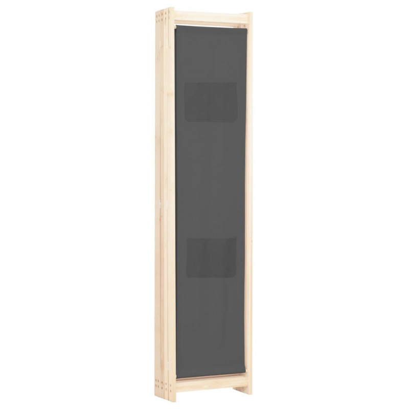 Parawan 5-panelowy, szary, 200 x 170 x 4 cm, tkanina