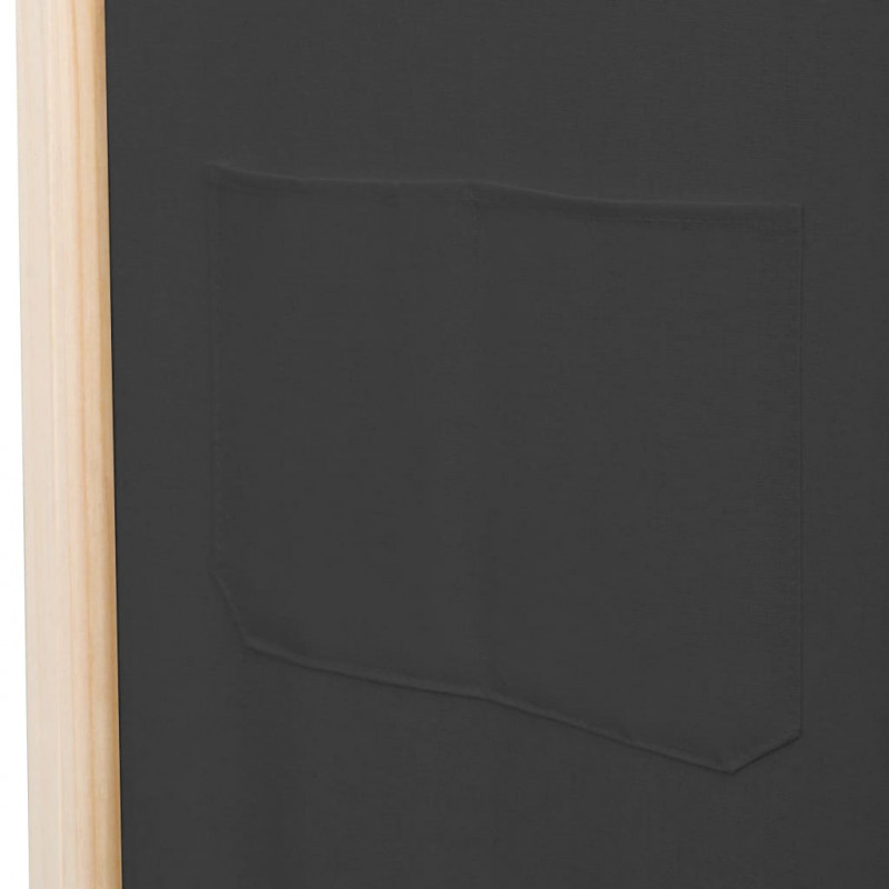 Parawan 5-panelowy, szary, 200 x 170 x 4 cm, tkanina