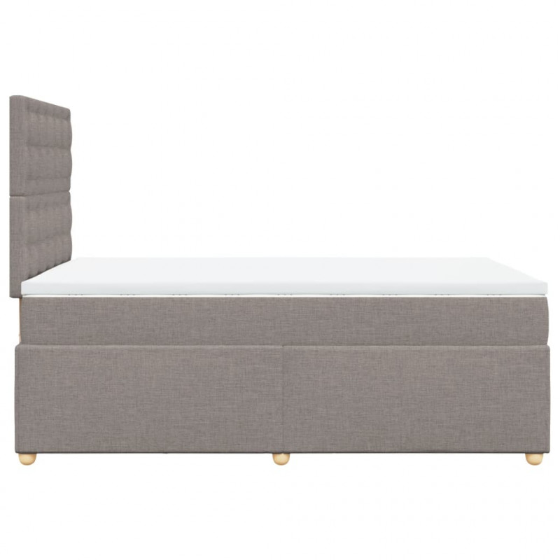 Łóżko kontynentalne z materacem, taupe, 120x190 cm, tkanina