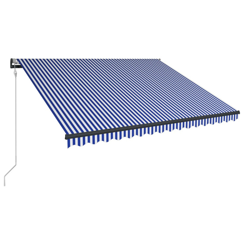 Markiza z LED i czujnikiem wiatru, 450x300 cm, niebiesko-biała