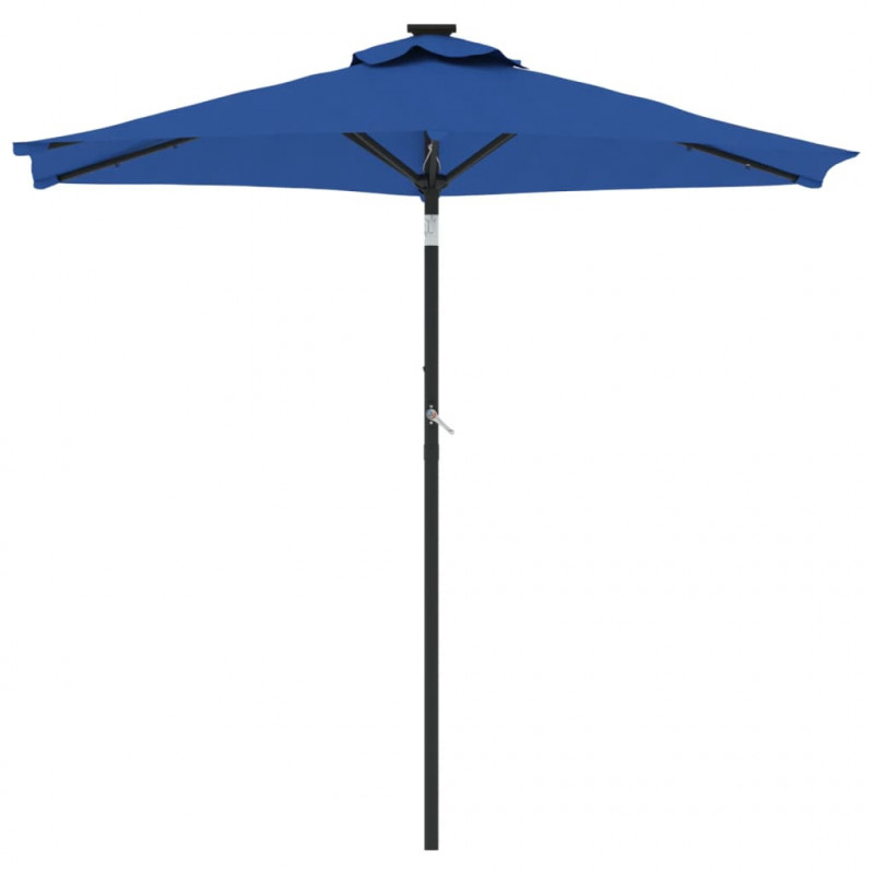 Parasol ogrodowy LED, stalowy słupek, lazurowy, 225x225x212 cm