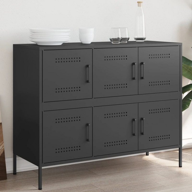 Szafka, czarna, 100,5x39x79 cm, stal