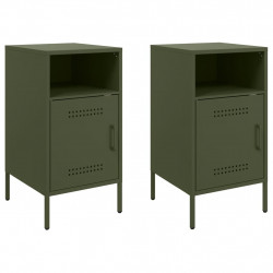 Szafki nocne, 2 szt., oliwkowe, 36x39x68 cm, stal