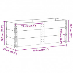 Nadstawki paletowe, 3 szt., szare, 150x50 cm, drewno sosnowe