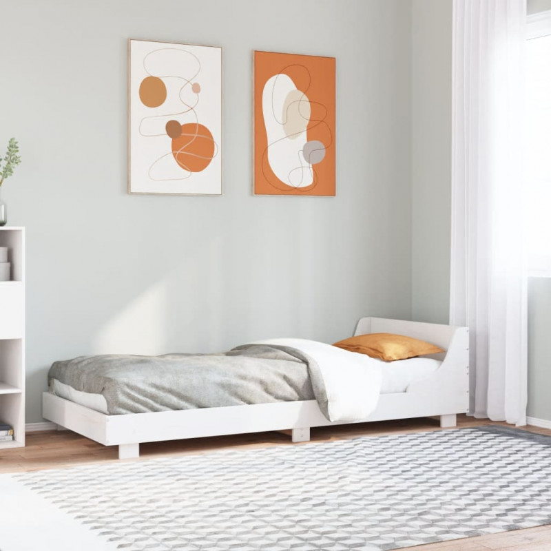 Rama łóżka bez materaca, biała, 75x190 cm, lite drewno sosnowe