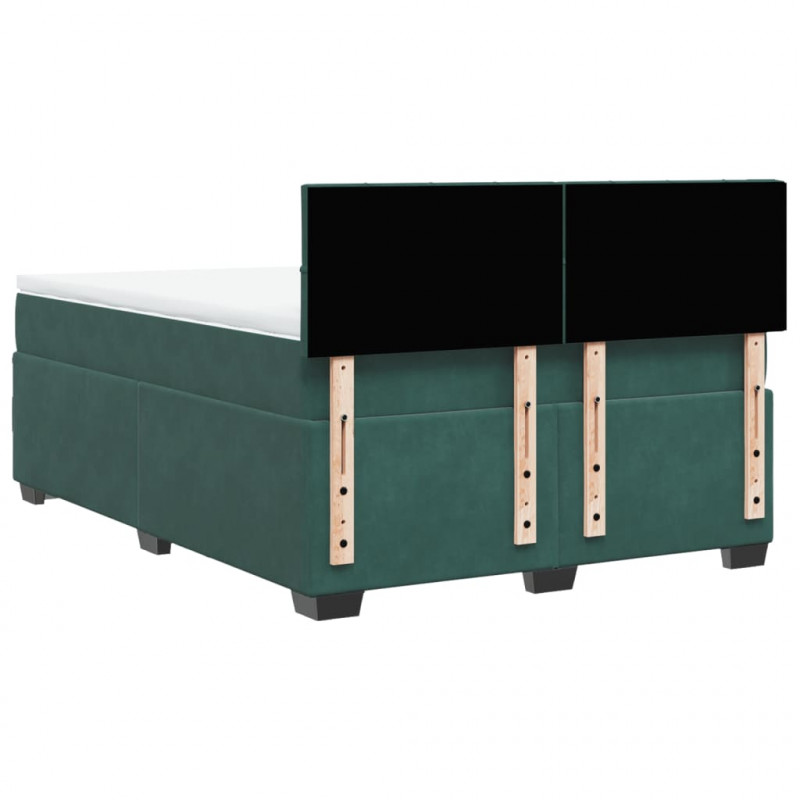 Łóżko kontynentalne z materacem, ciemnozielone, 160x200 cm