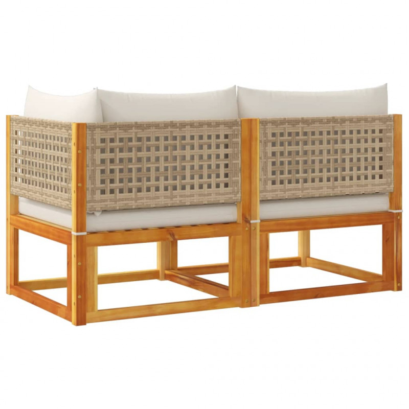 Sofa ogrodowa z poduszkami, 2-osobowa, lite drewno akacjowe
