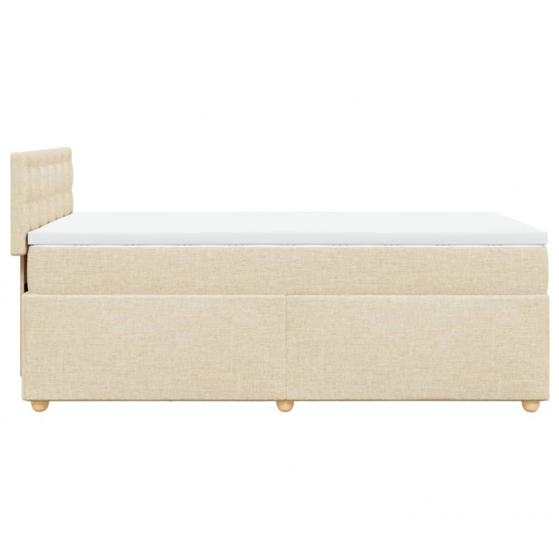 Łóżko kontynentalne z materacem, kremowe, tkanina, 90x190 cm